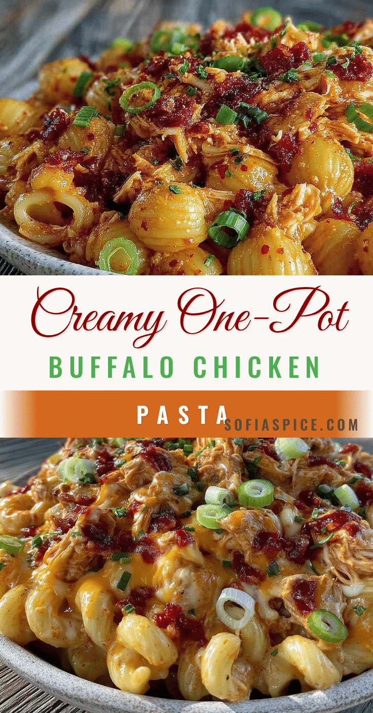 creamy one-pot buffalo chicken pasta recipe