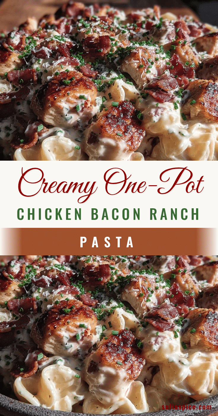 creamy one-pot chicken bacon ranch pasta recipe