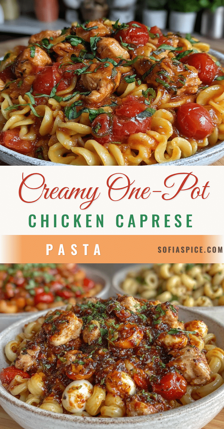 creamy one-pot chicken caprese pasta recipe