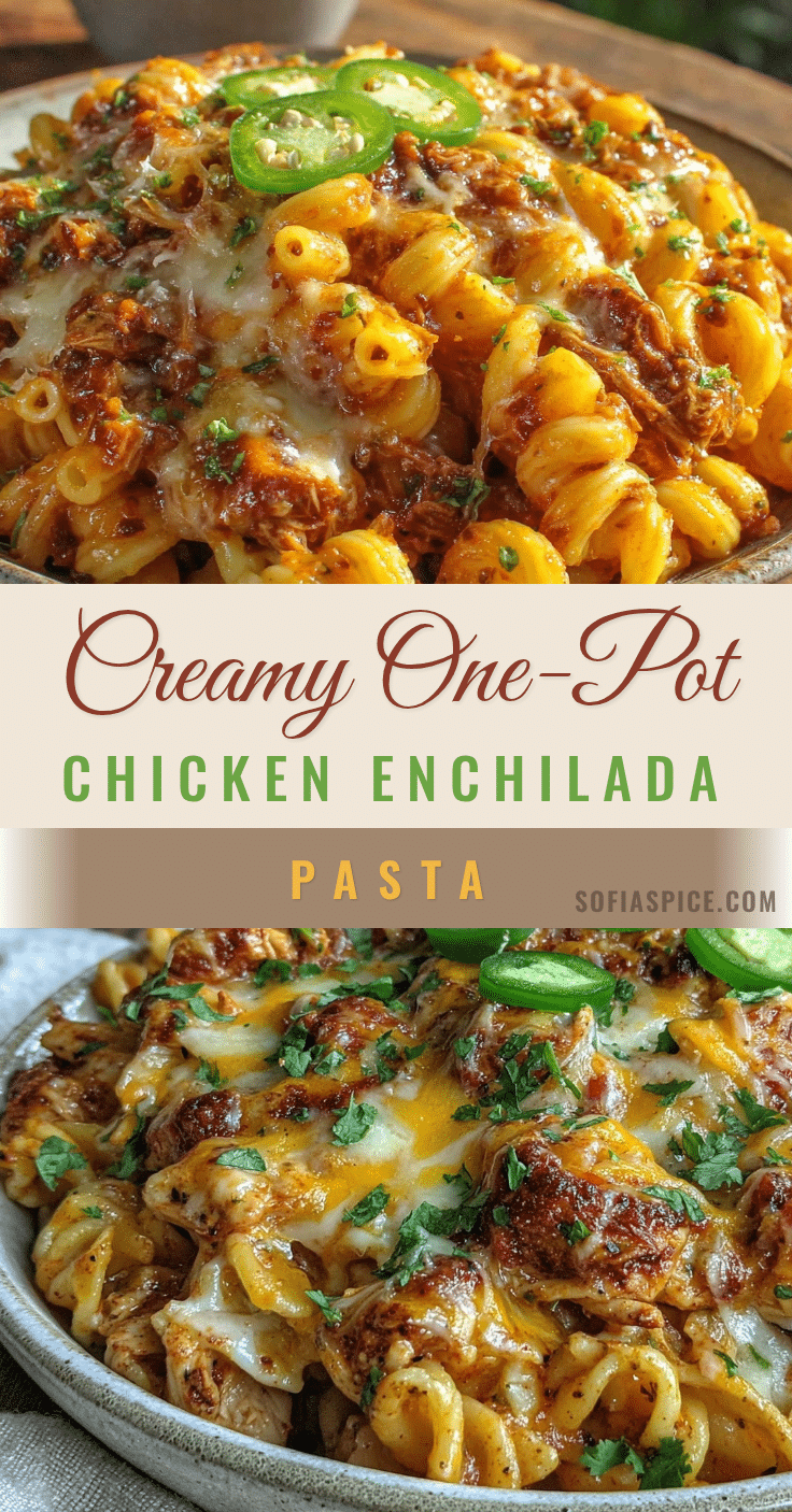 creamy one-pot chicken enchilada pasta recipe