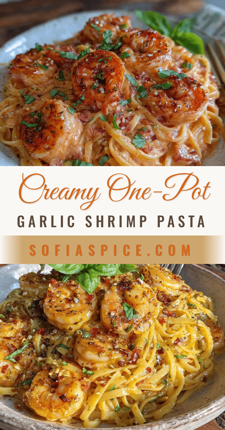 creamy one-pot garlic shrimp pasta recipe