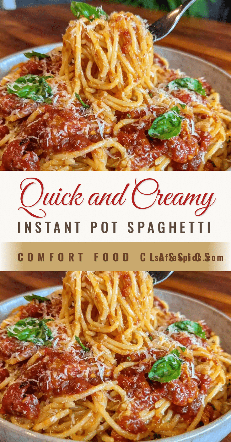 Instant Pot Spaghetti with Creamy Parmesan Sauce recipe