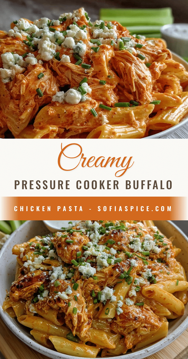 creamy pressure cooker buffalo chicken pasta recipe