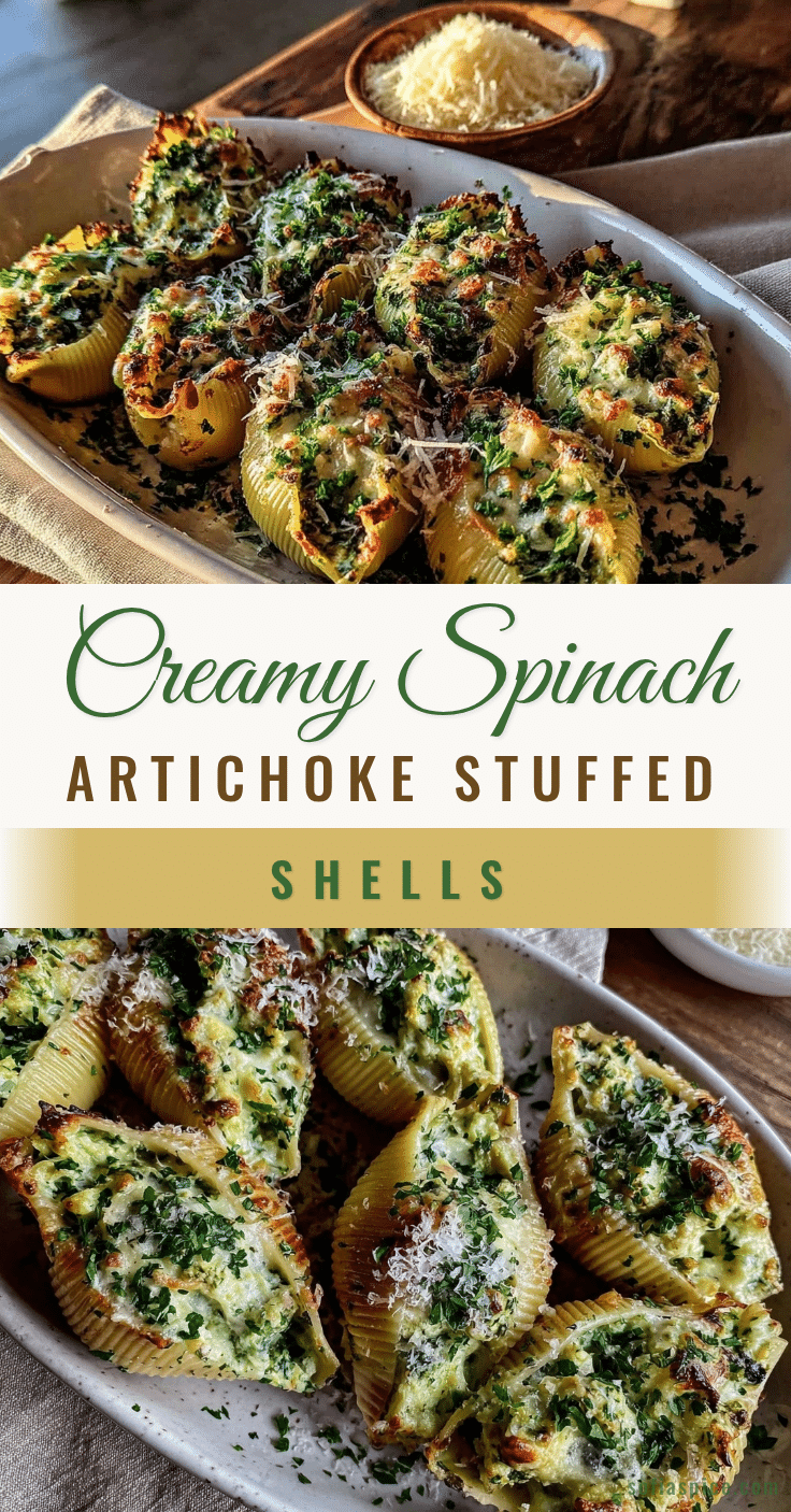 creamy spinach artichoke stuffed shells recipe