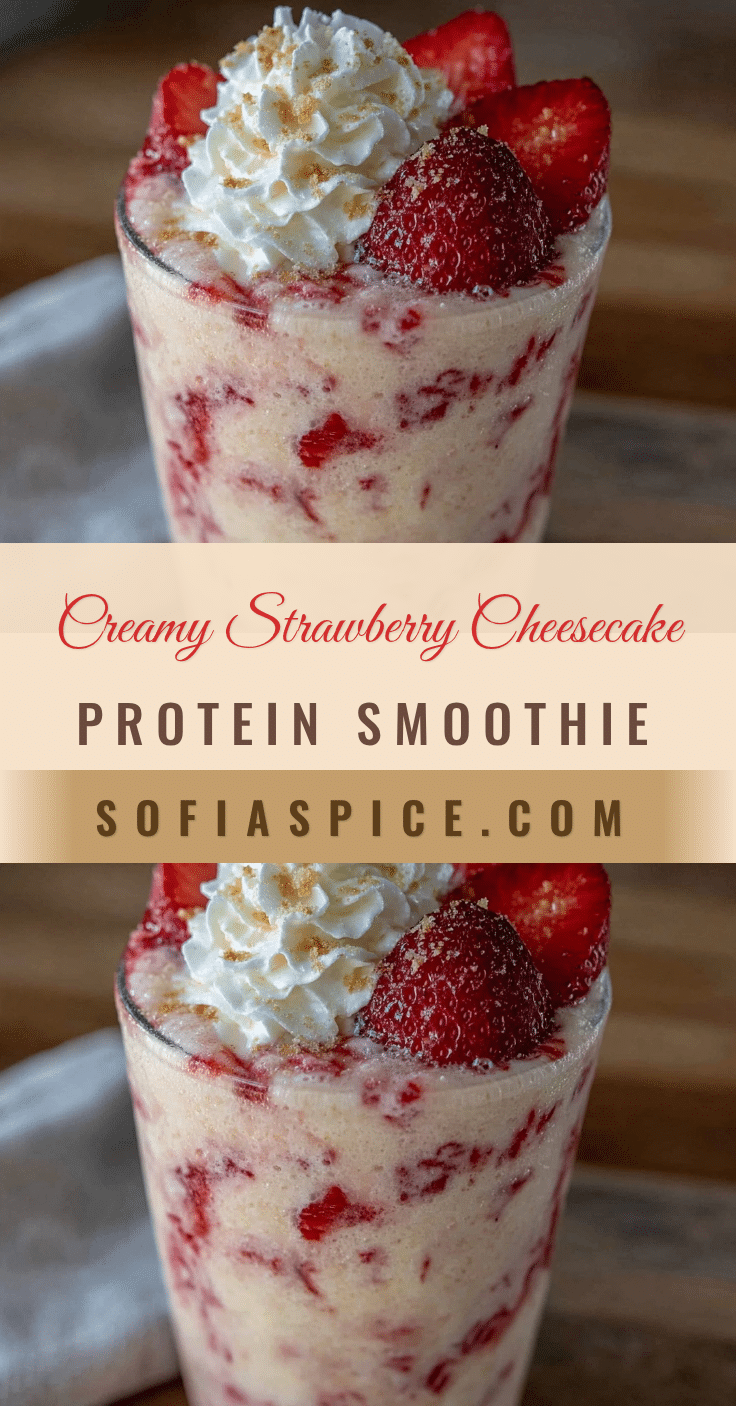 Creamy Strawberry Cheesecake Protein Smoothie recipe