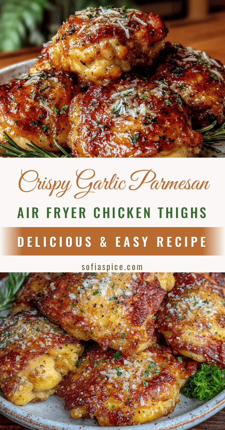 crispy garlic parmesan air fryer chicken thighs recipe