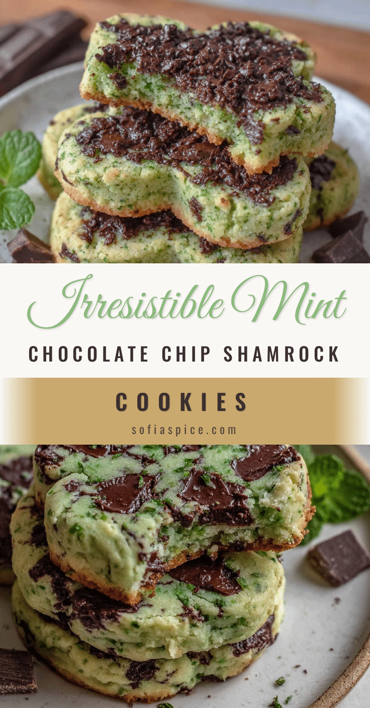 Mint Chocolate Chip Shamrock Cookies recipe