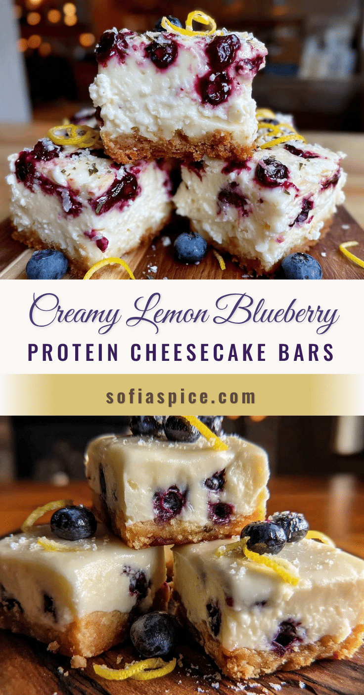 creamy lemon blueberry protein cheesecake bars recipe