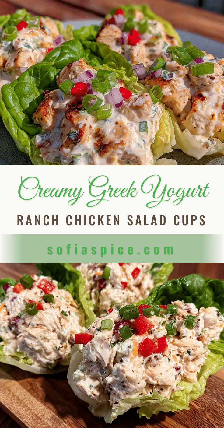 Fresh Greek Yogurt Ranch Chicken Salad Lettuce Cups recipe