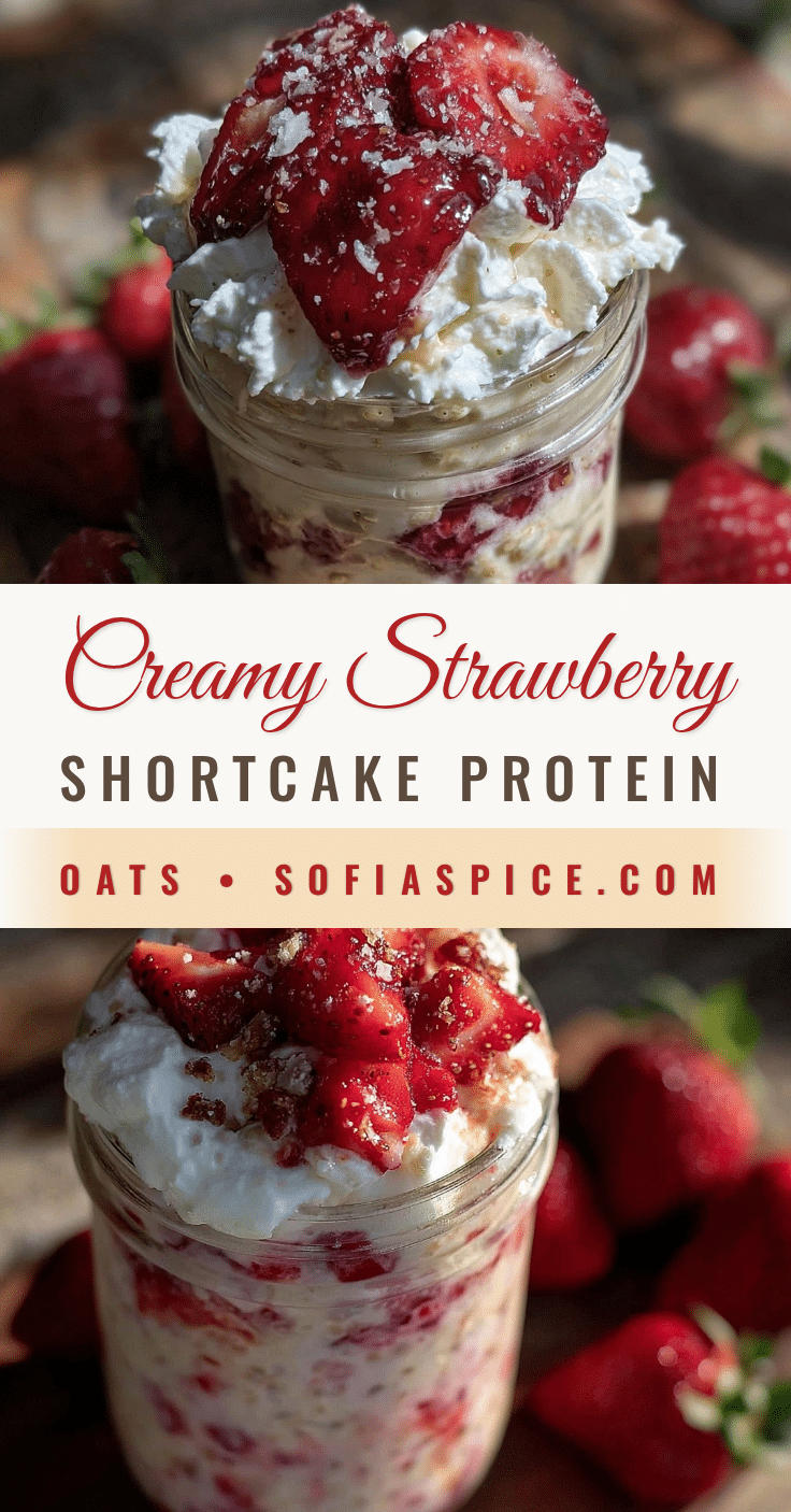 fresh strawberry shortcake protein overnight oats parfait recipe