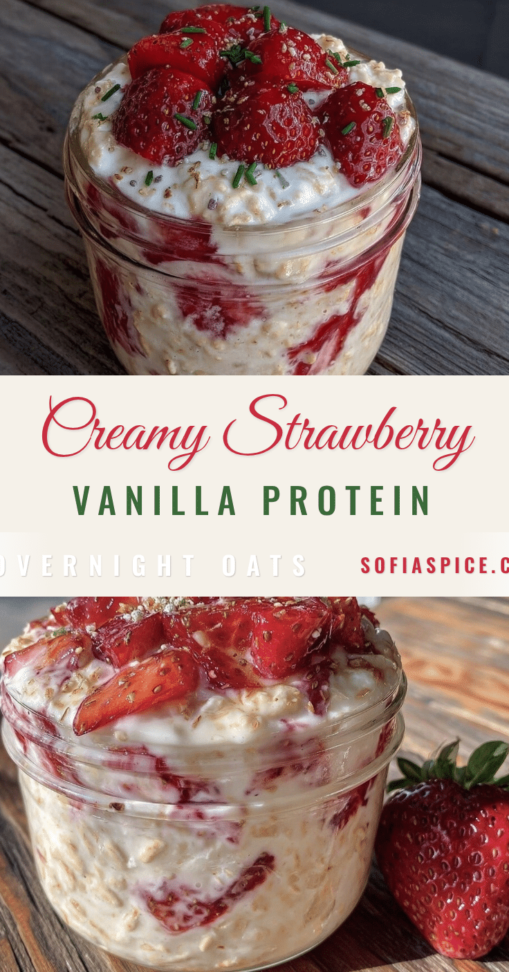 fresh strawberry vanilla protein overnight oats recipe