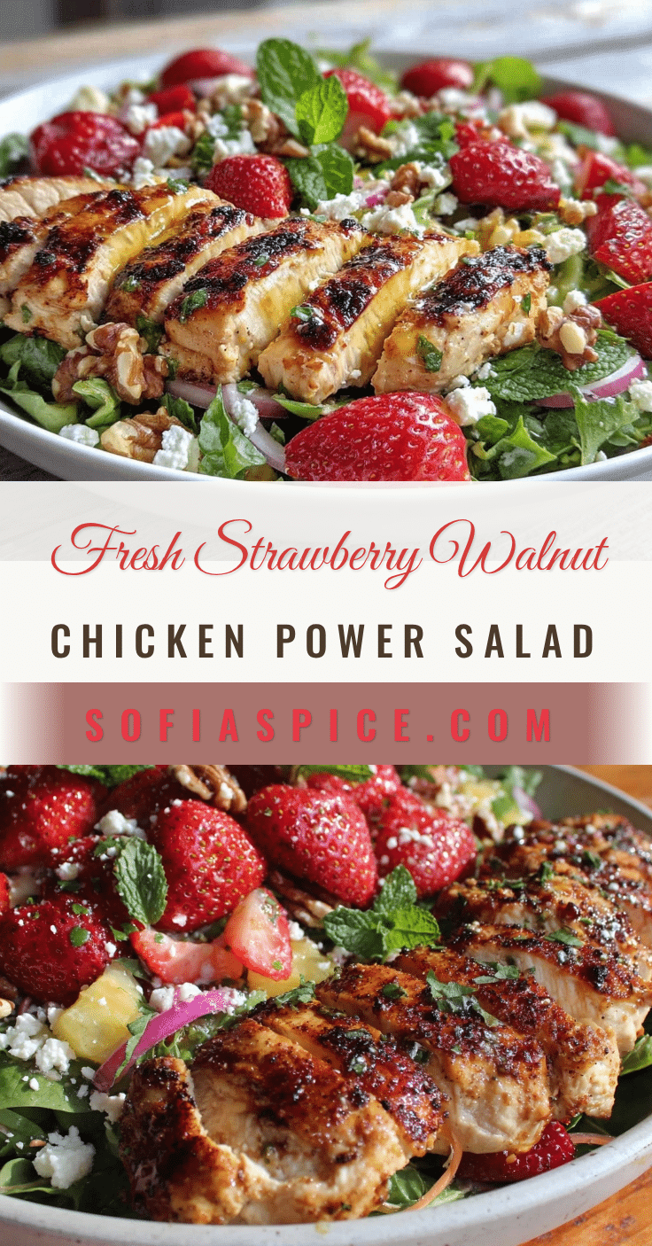 fresh strawberry walnut chicken power salad recipe