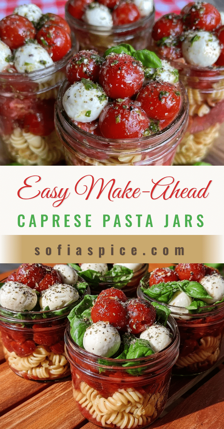 Caprese pasta jar salads recipe