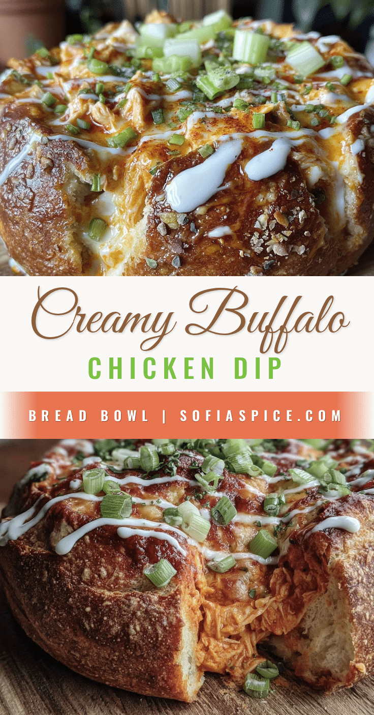 creamy buffalo chicken dip bread bowl recipe