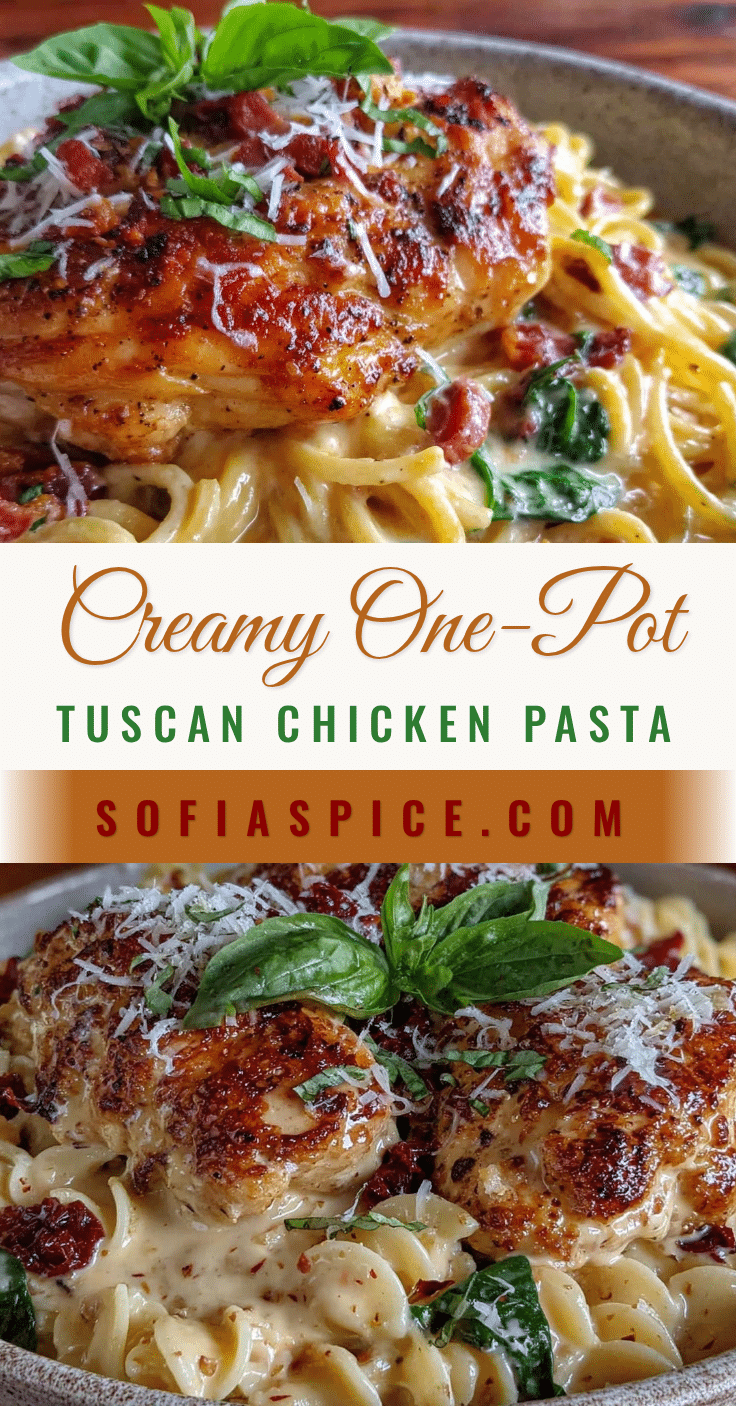 creamy one-pot tuscan chicken pasta recipe