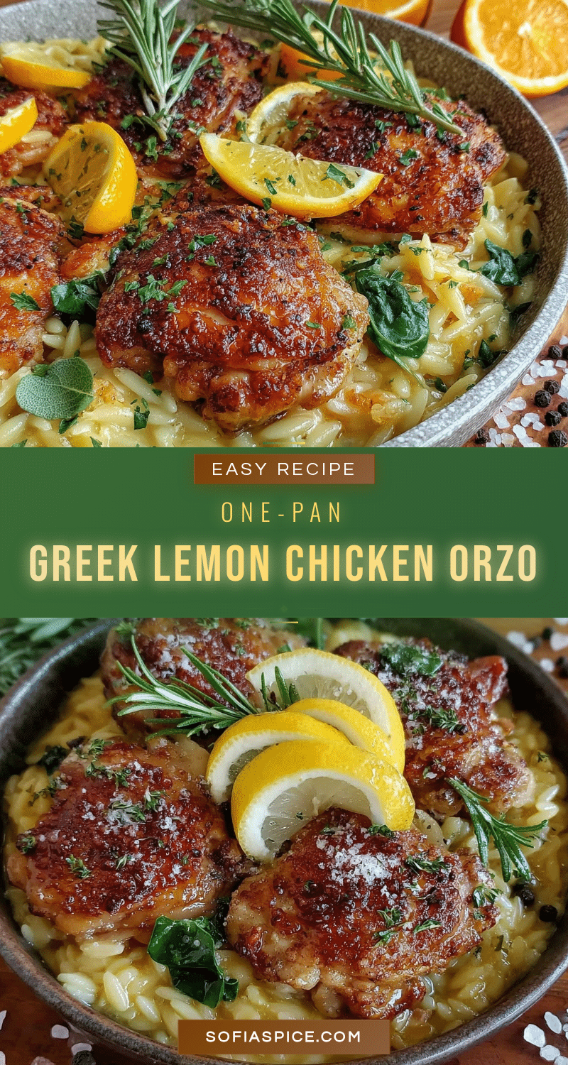 Greek Lemon Chicken Orzo Skillet recipe