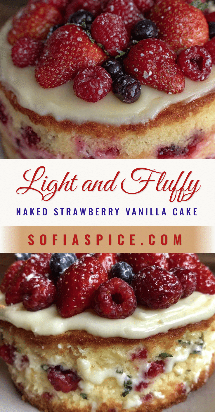 Light and Fluffy Naked Strawberry Vanilla Cake recipe