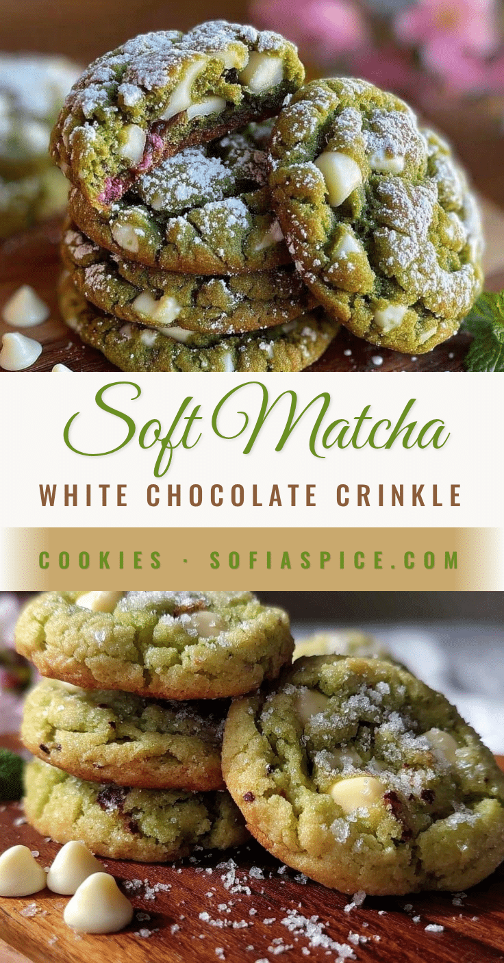 soft matcha white chocolate crinkle cookies recipe