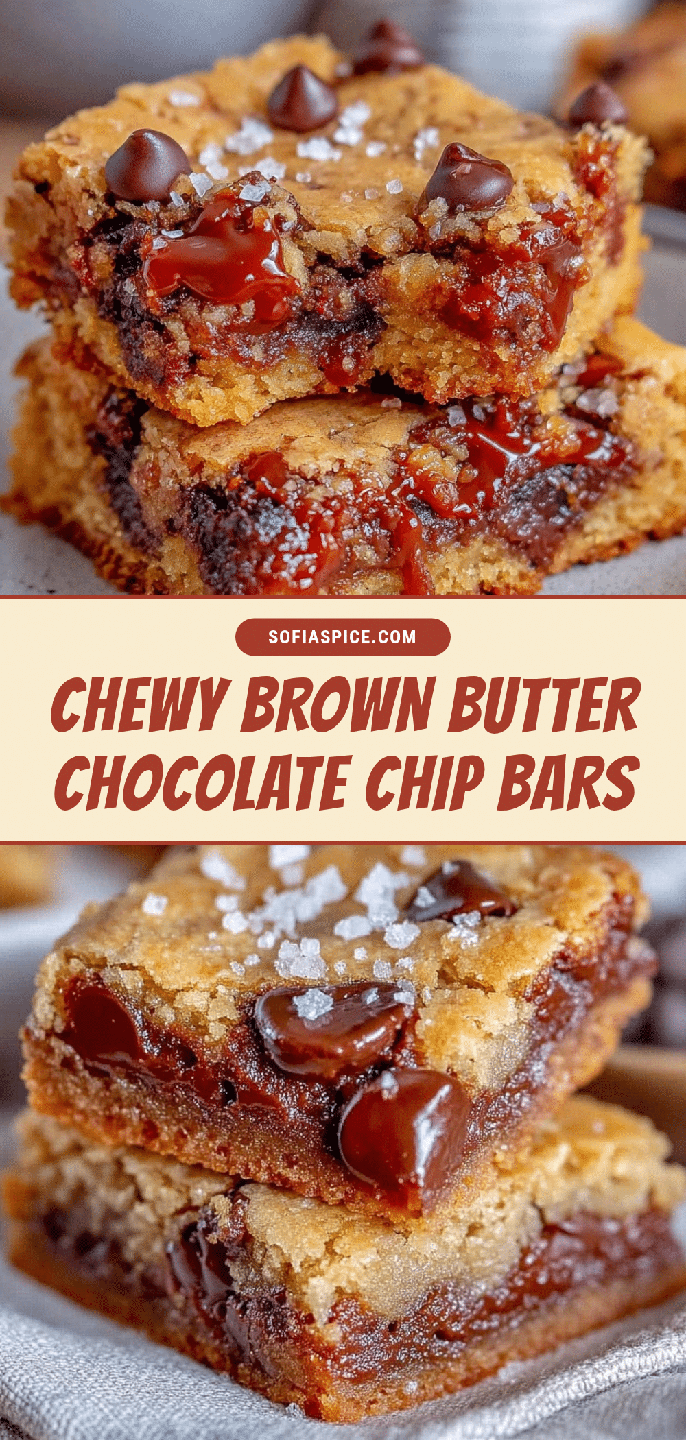 chewy brown butter chocolate chip cookie bars recipe