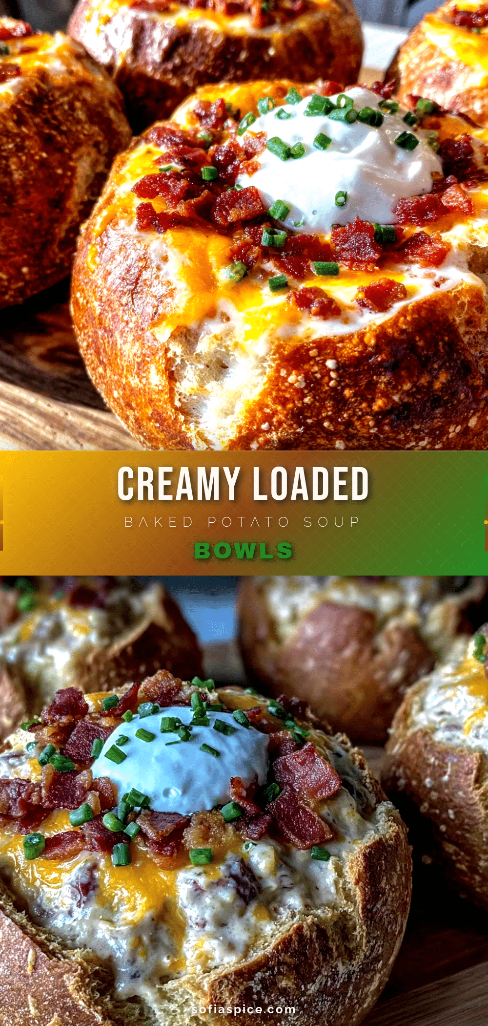 creamy loaded baked potato soup in bread bowls recipe