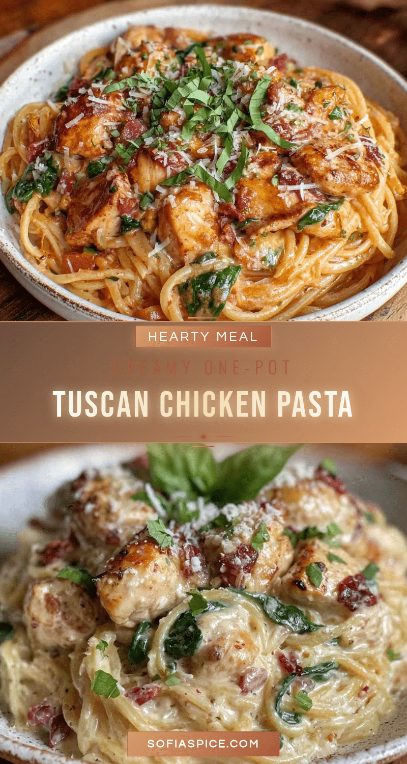 creamy one-pot tuscan chicken pasta recipe