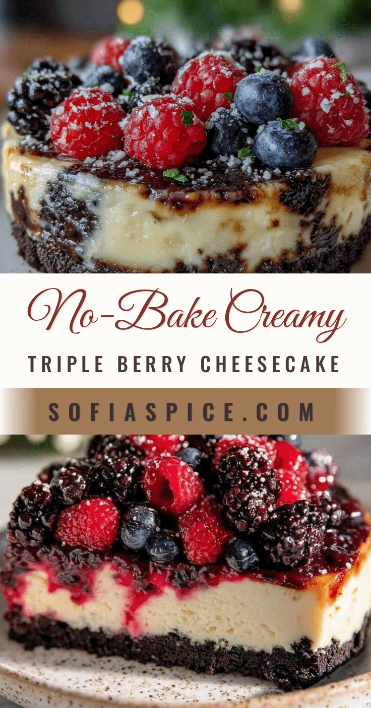 no-bake triple berry cheesecake recipe