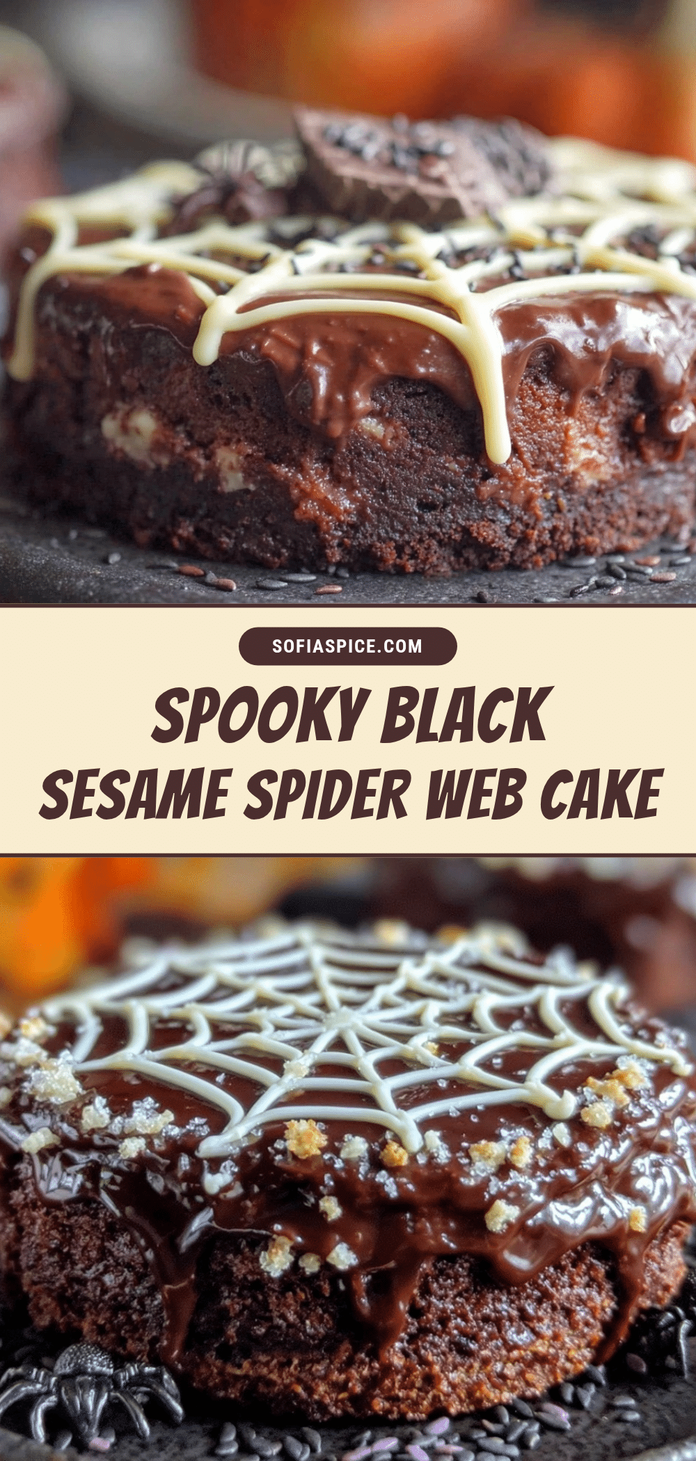 black sesame spider web chocolate cake recipe