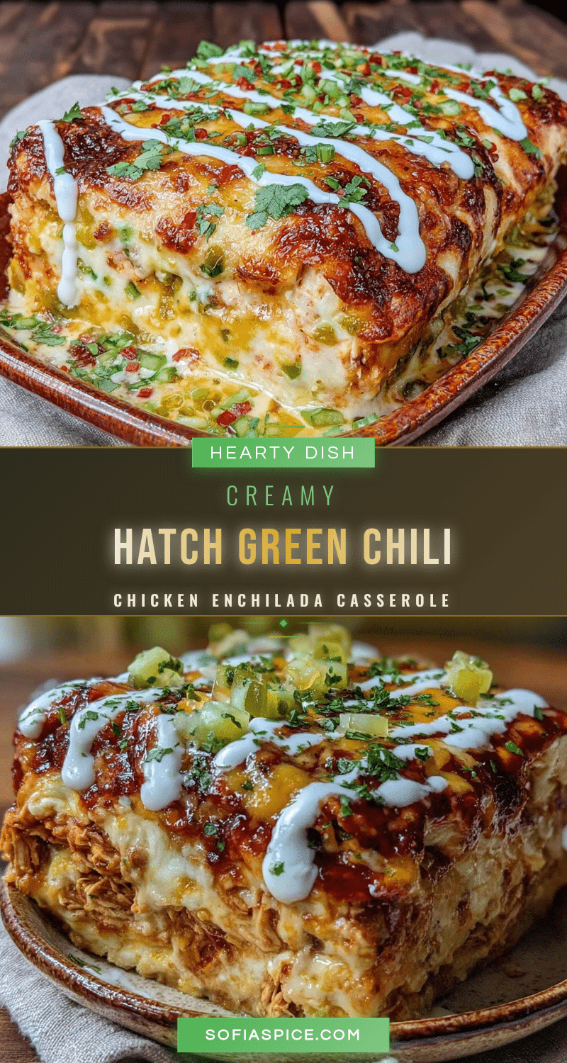 Hatch green chili chicken enchilada casserole recipe