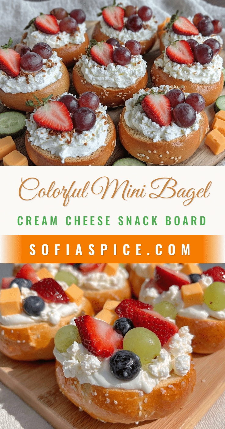 mini bagel cream cheese snack board recipe