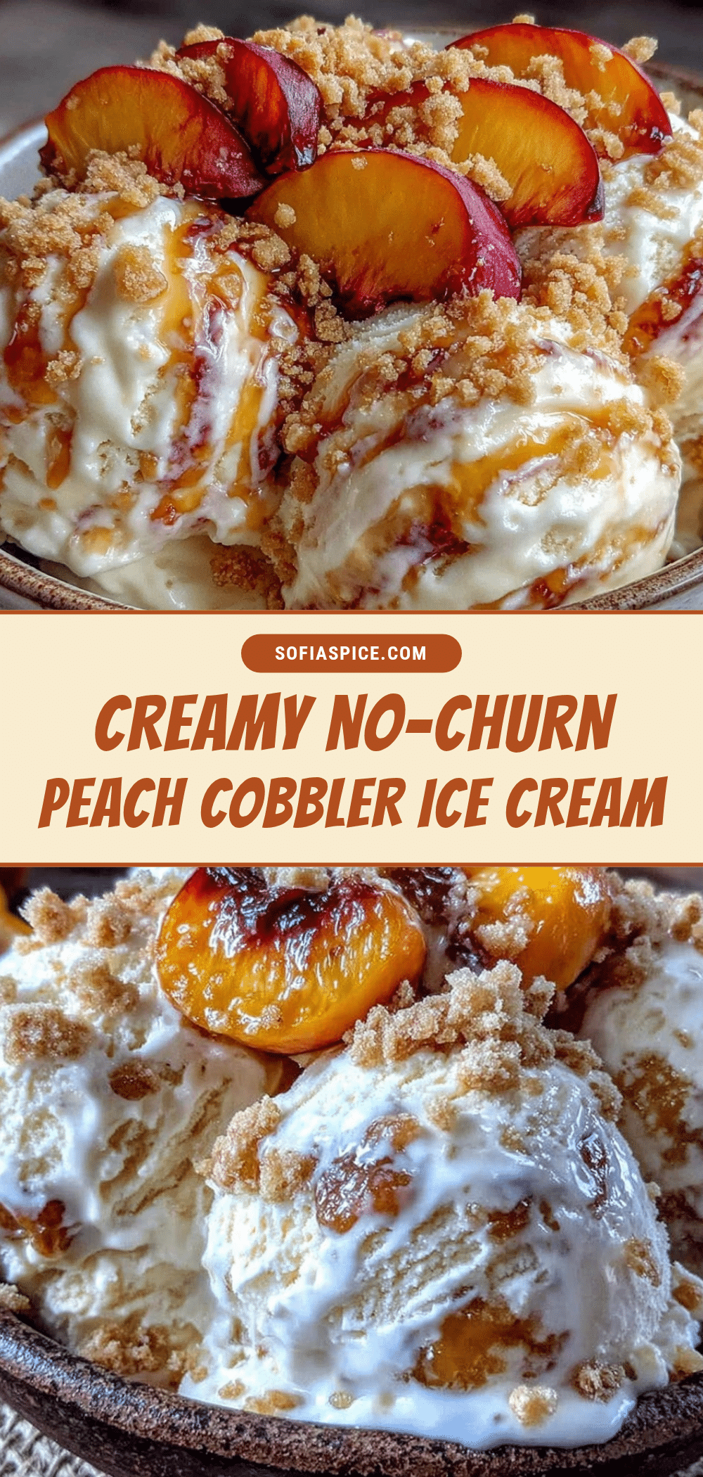 no-churn peach cobbler ice cream recipe