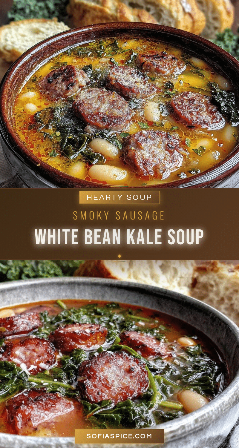 smoky sausage white bean and kale Tuscan soup recipe