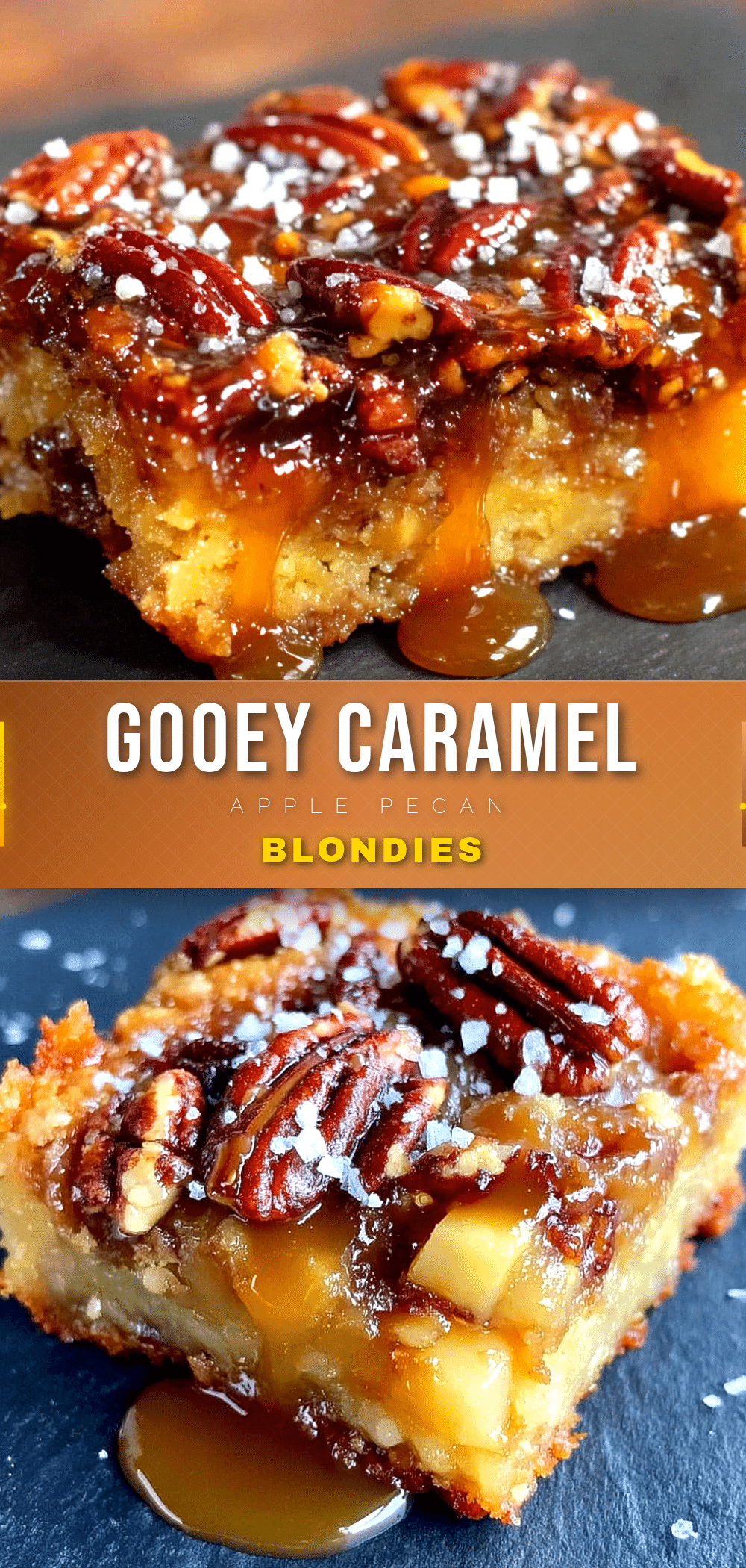 caramel apple pecan blondies recipe
