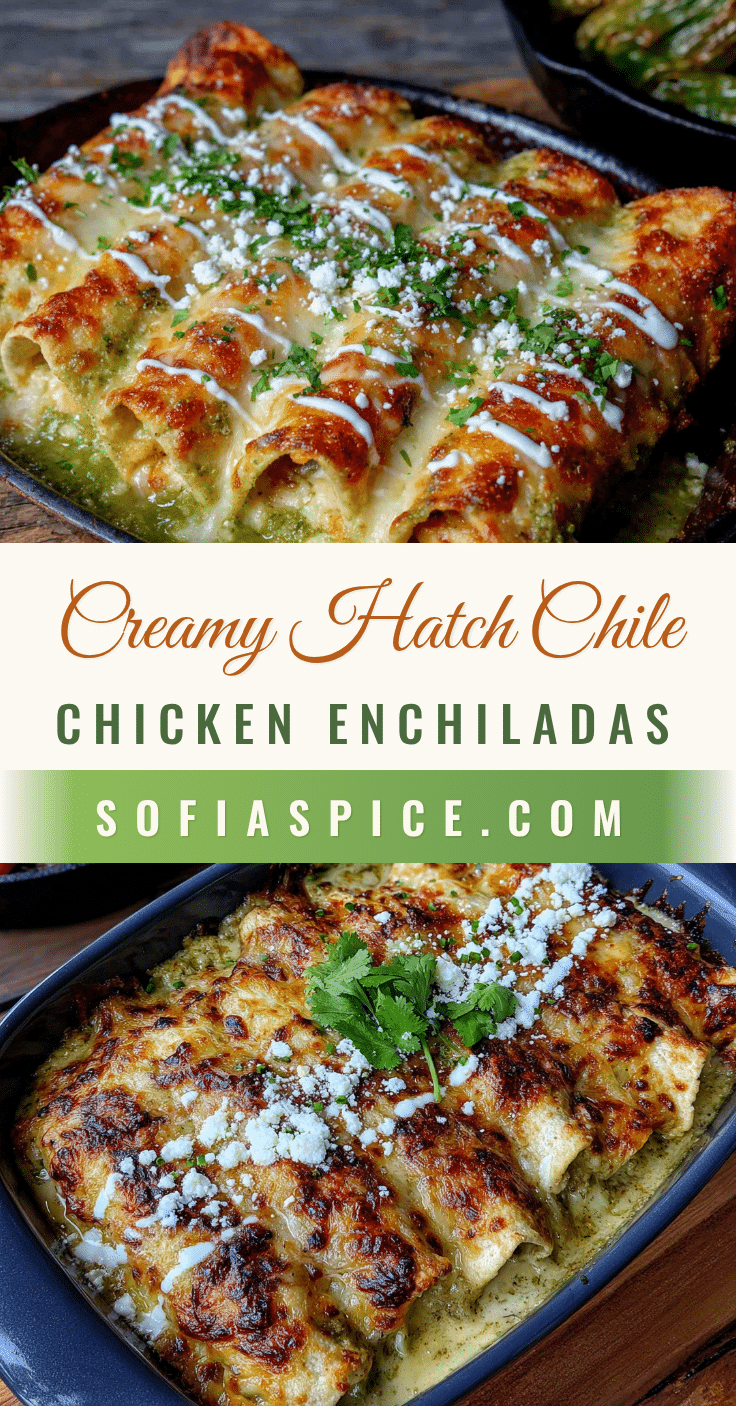 Creamy Hatch Green Chile Chicken Enchiladas recipe