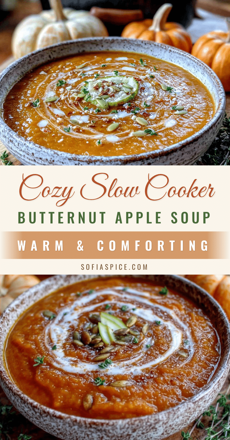 Easy Slow Cooker Butternut Squash Apple Soup recipe
