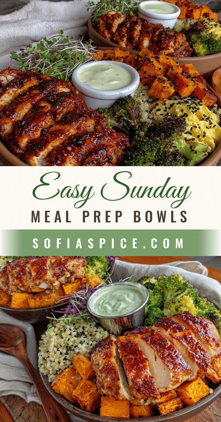 Easy Sunday Meal Prep Chicken and Veggie Bowls recipe