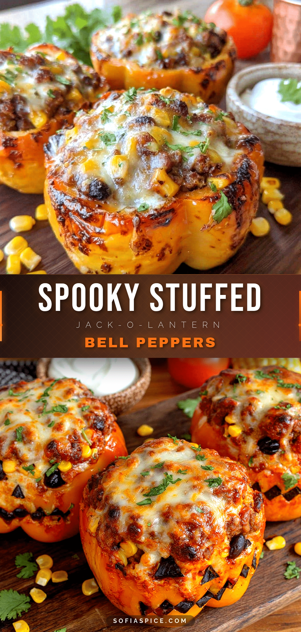 jack-o-lantern stuffed bell peppers recipe
