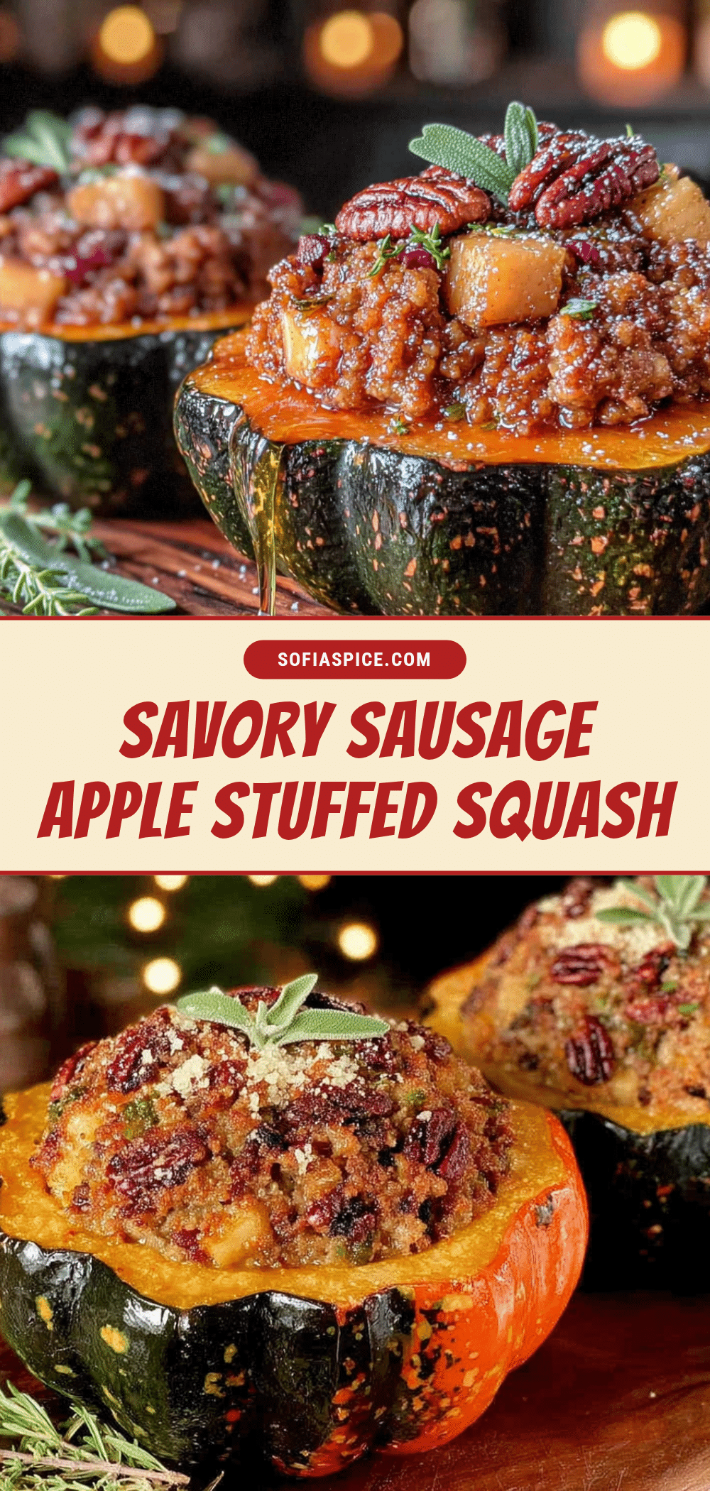 Savory Sausage Apple Stuffed Acorn Squash recipe