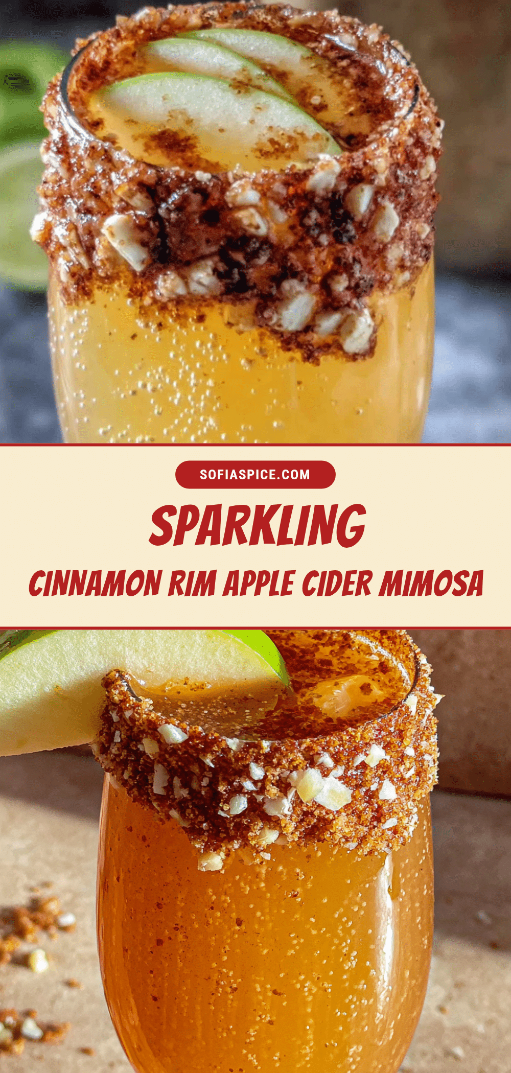sparkling apple cider mimosa with cinnamon rim recipe