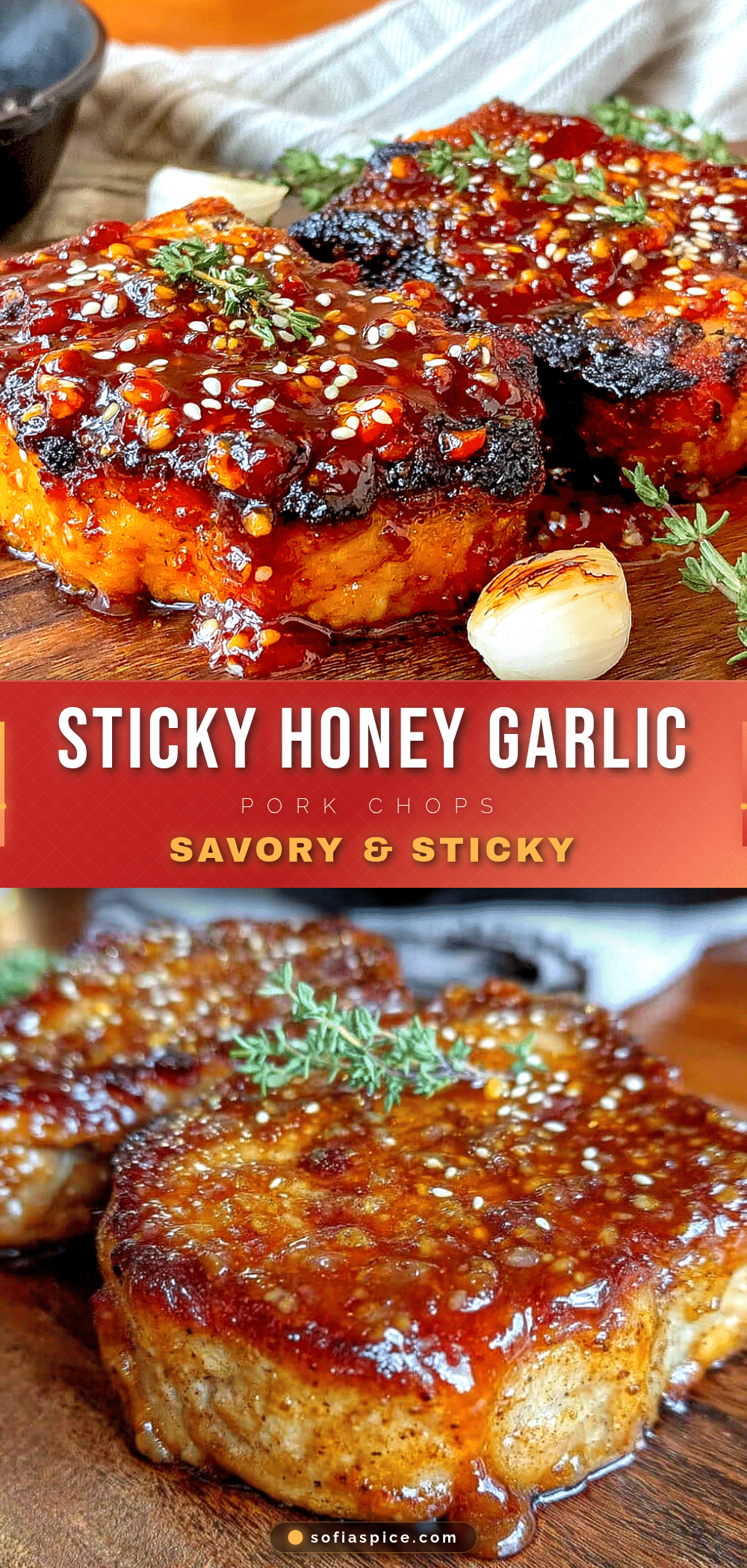 sticky honey garlic skillet pork chops recipe