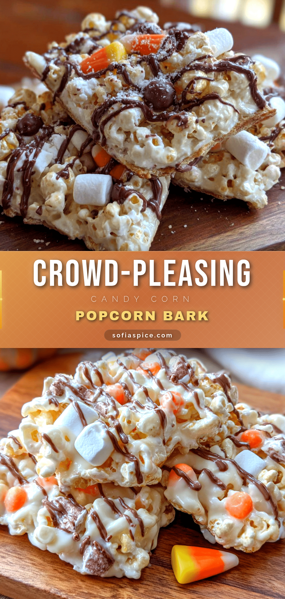 Candy Corn Popcorn Bark recipe