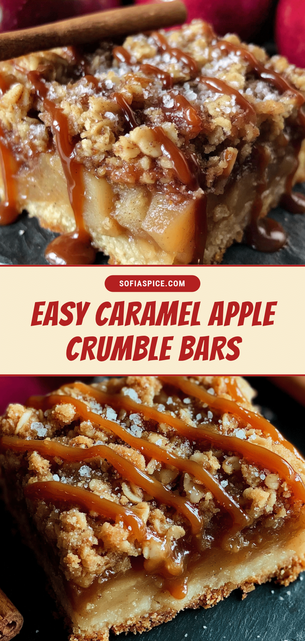 caramel apple crumble bars recipe