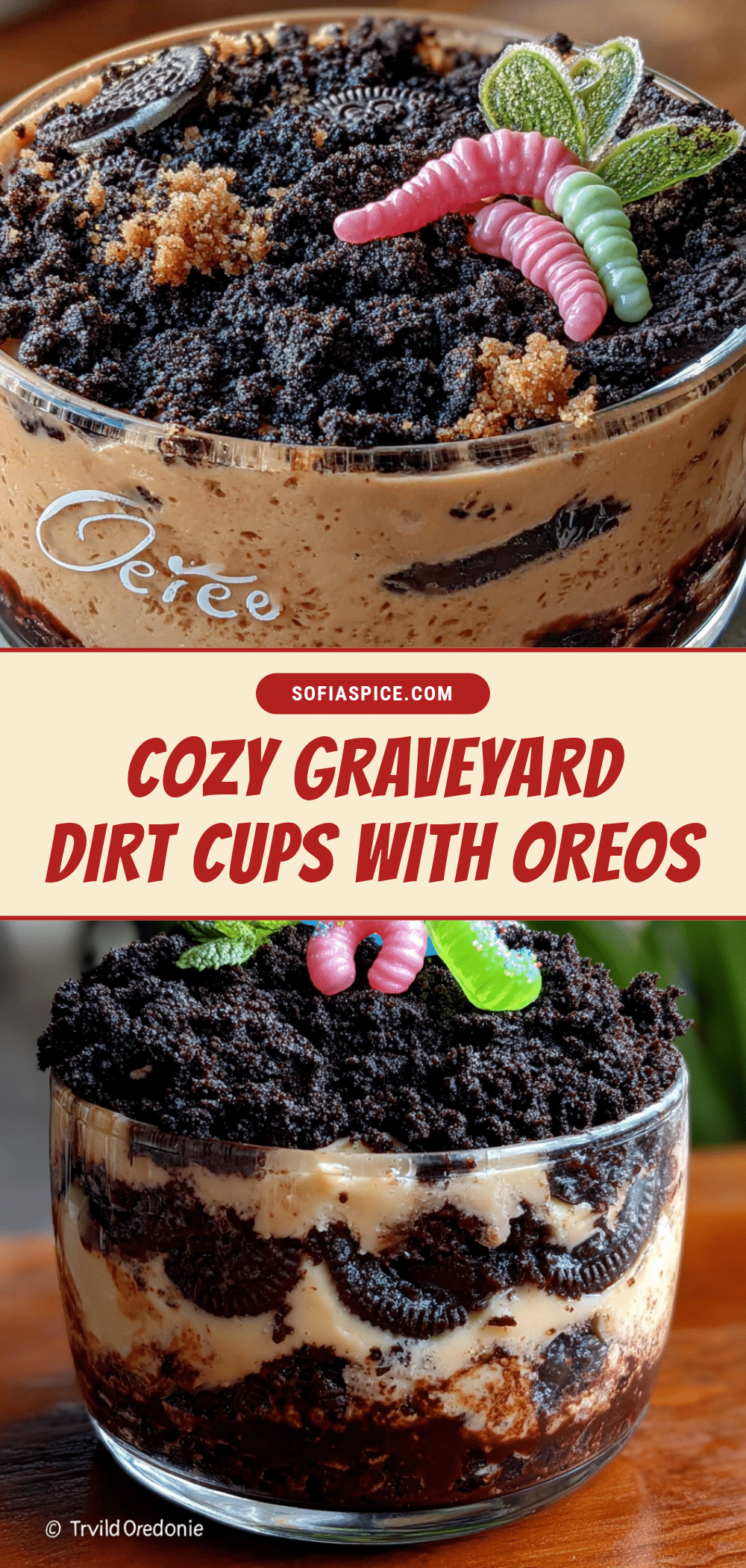cozy graveyard dirt cups with crushed Oreos recipe
