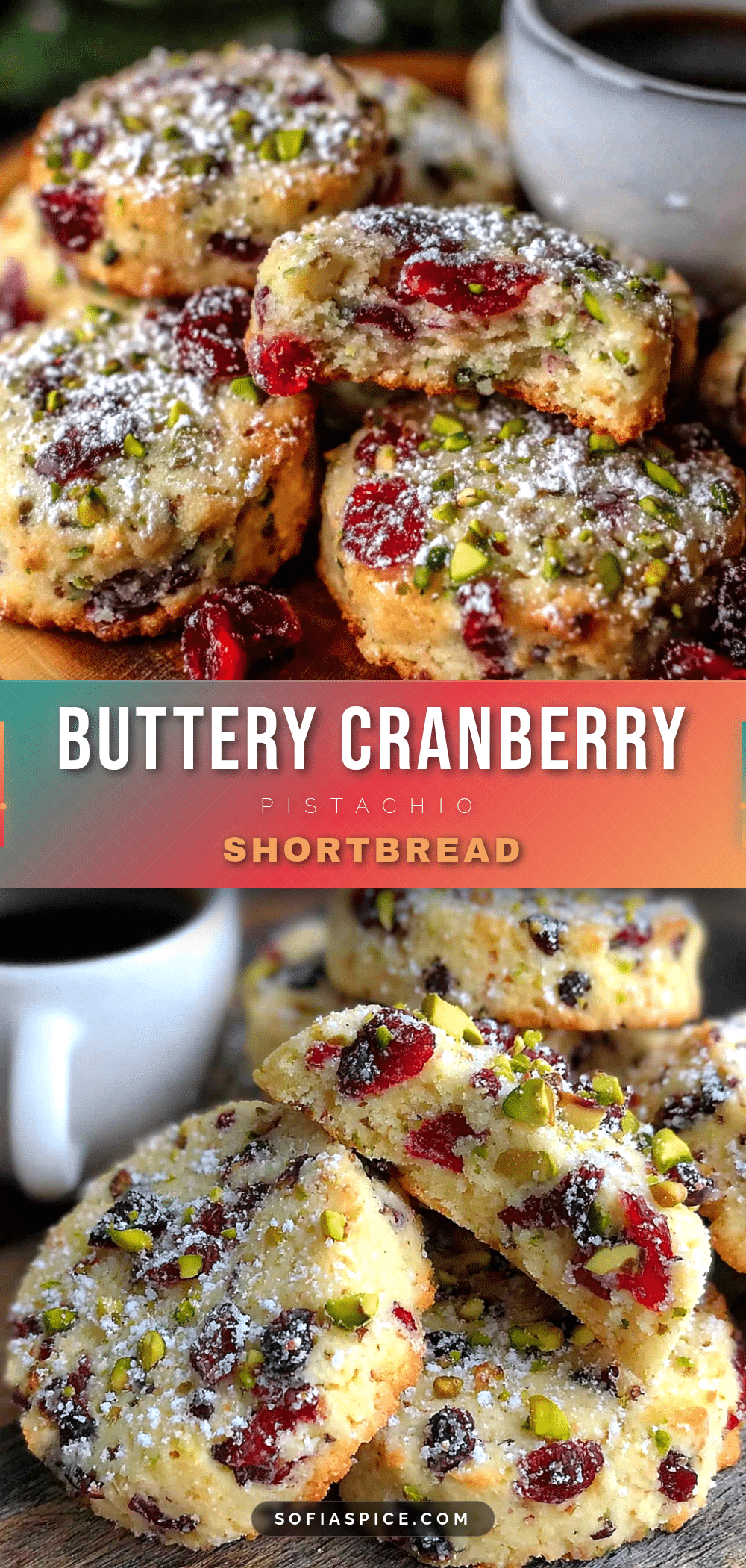cranberry pistachio shortbread cookies recipe