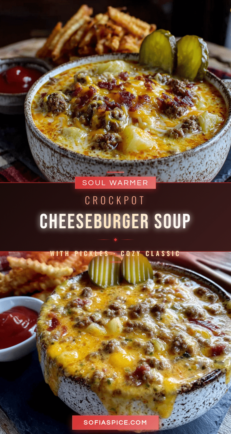 crockpot cheeseburger soup with pickles recipe