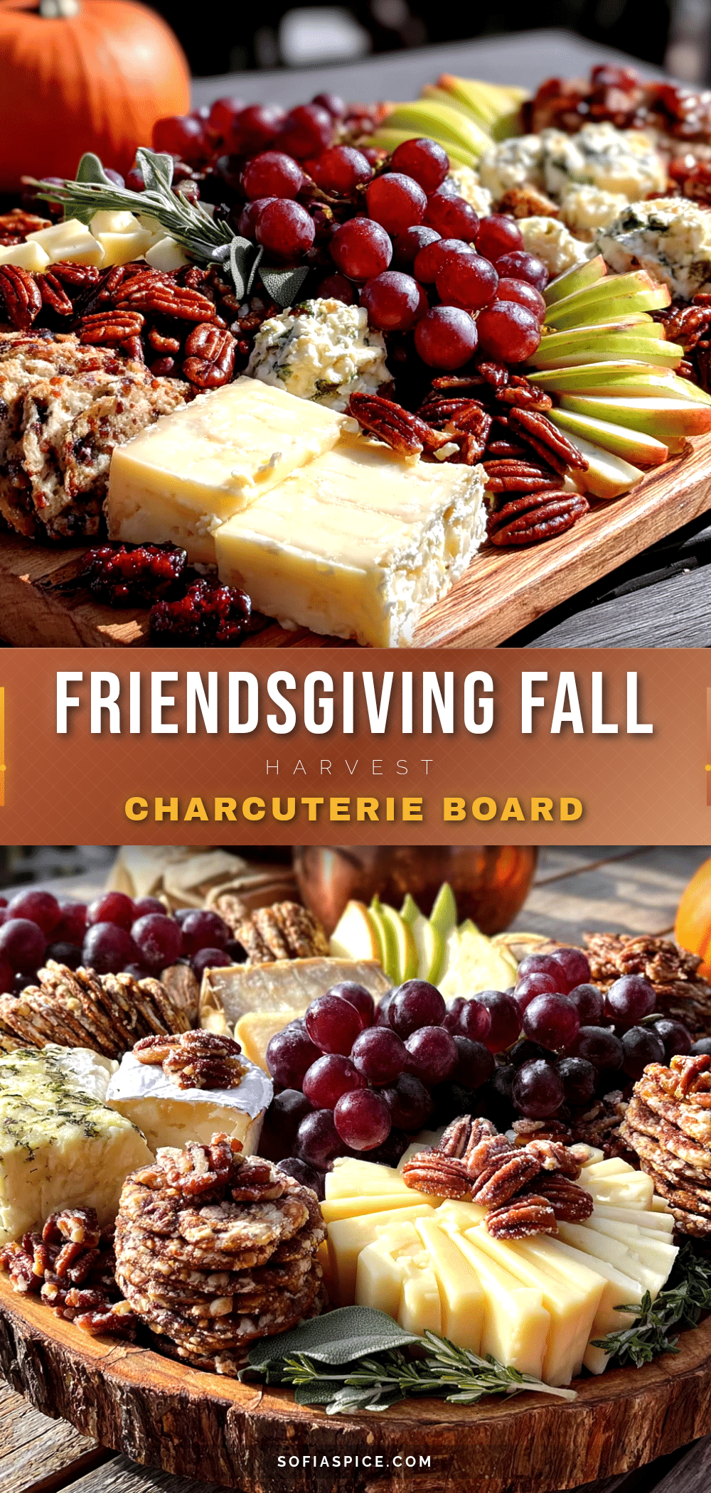 Friendsgiving charcuterie board with fall fruits and cheeses recipe