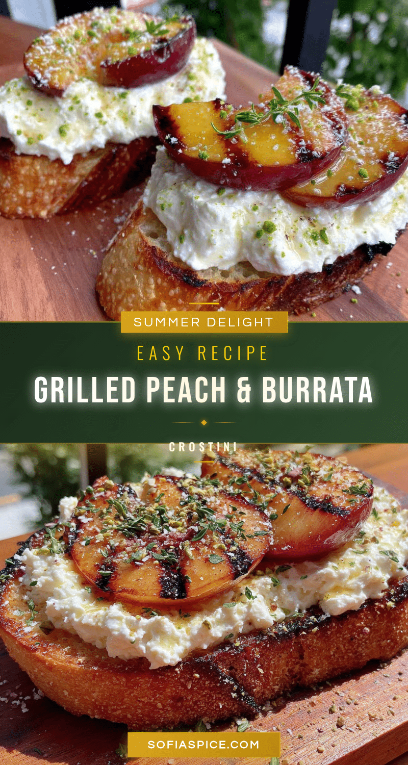 grilled peach and burrata crostini recipe