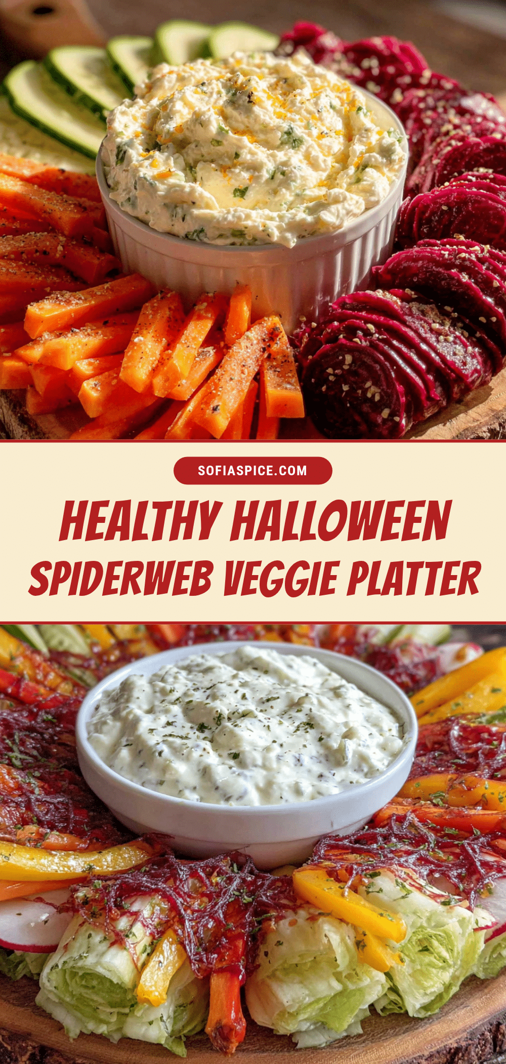 healthy Halloween spiderweb veggie platter recipe