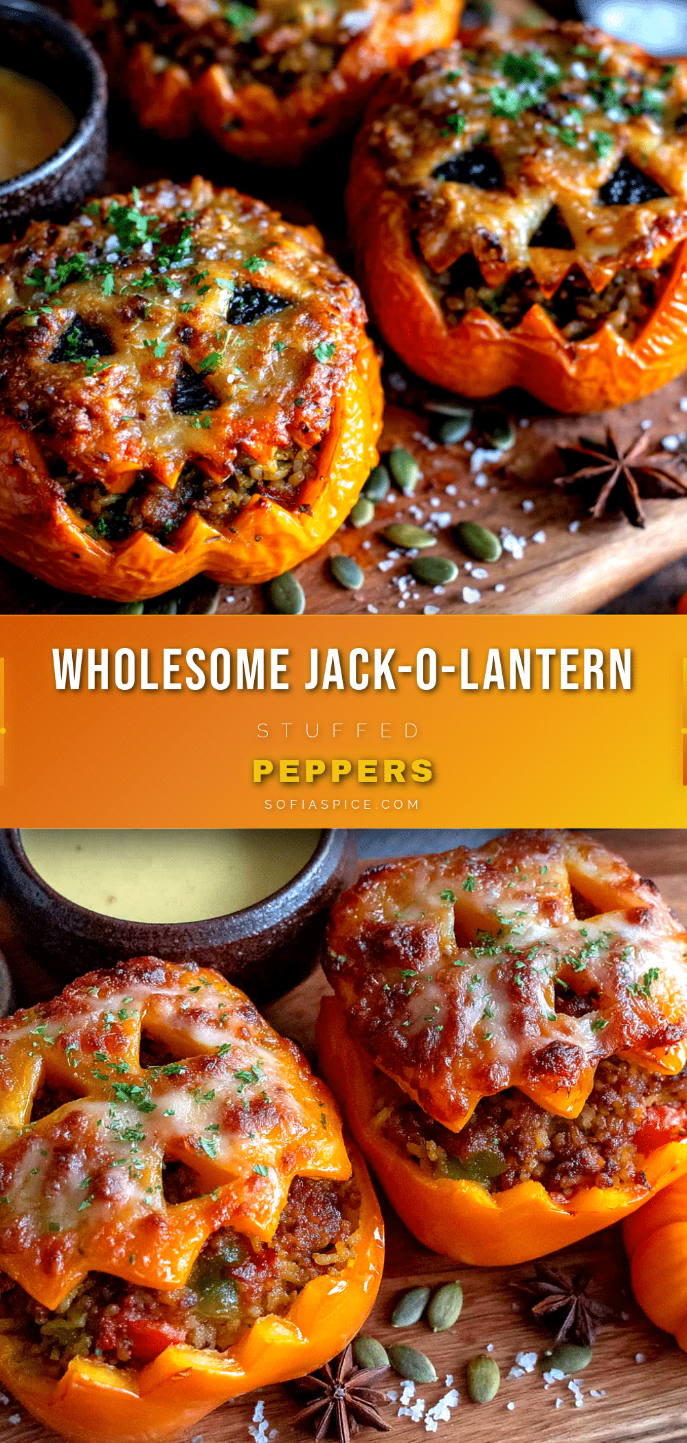 jack-o-lantern stuffed peppers recipe