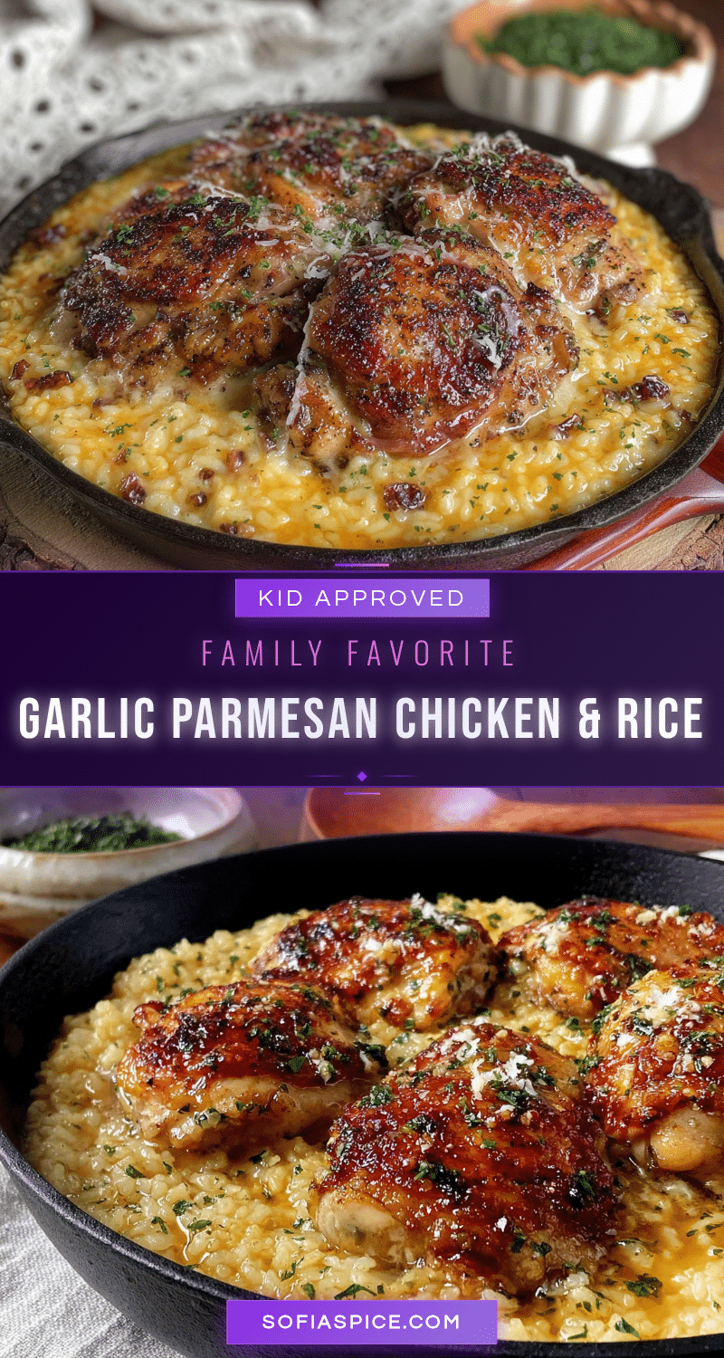 one-pan garlic parmesan chicken and rice recipe