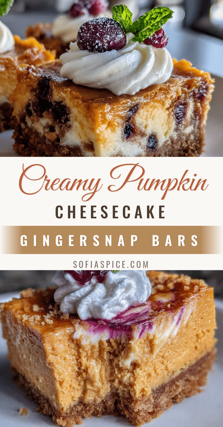 pumpkin cheesecake bars with gingersnap crust recipe
